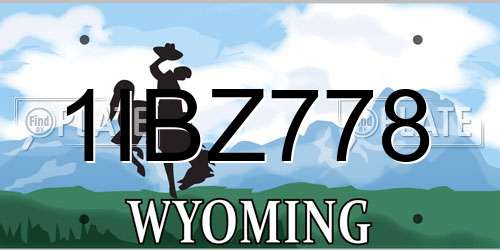 1IBZ778 Wyoming License Plate