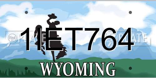 1IET764 Wyoming License Plate