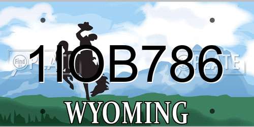 1IOB786 Wyoming License Plate