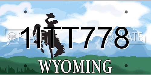 1ITT778 Wyoming License Plate
