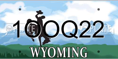 1OOQ22 Wyoming License Plate