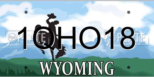 1QHO18 Wyoming License Plate