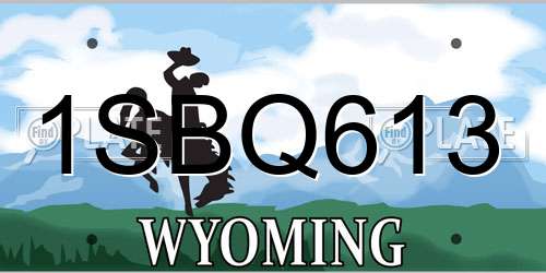 1SBQ613 Wyoming License Plate