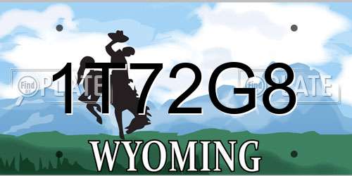 1T72G8 Wyoming License Plate