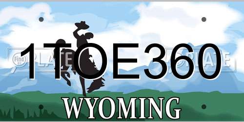 1TOE360 Wyoming License Plate