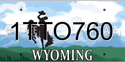 1TTO760 Wyoming License Plate