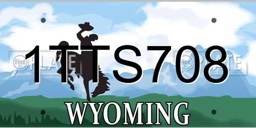 1TTS708 Wyoming License Plate