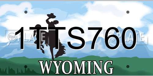 1TTS760 Wyoming License Plate