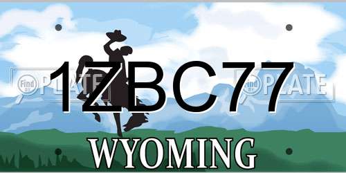 1ZBC77 Wyoming License Plate