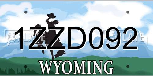 1ZZD092 Wyoming License Plate