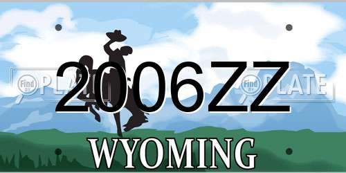 2006ZZ Wyoming License Plate