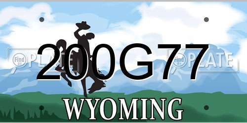 200G77 Wyoming License Plate