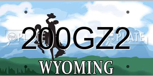 200GZ2 Wyoming License Plate