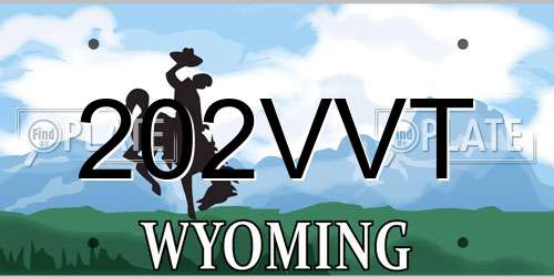 202VVT Wyoming License Plate