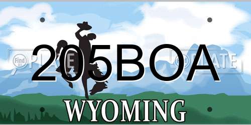 205BOA Wyoming License Plate