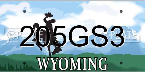 205GS3 Wyoming License Plate