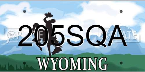 205SQA Wyoming License Plate