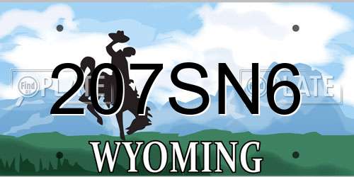 207SN6 Wyoming License Plate
