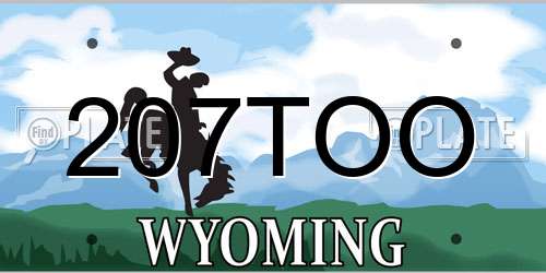 207TOO Wyoming License Plate