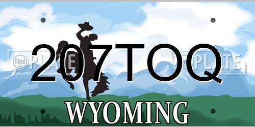 207TOQ Wyoming License Plate