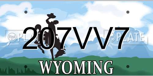 207VV7 Wyoming License Plate