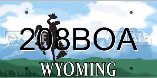 208BOA Wyoming License Plate
