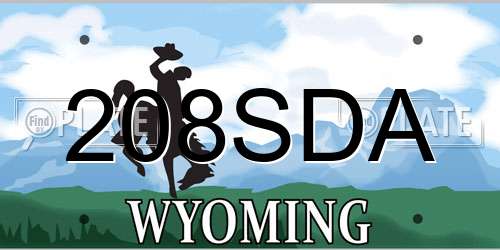 208SDA Wyoming License Plate