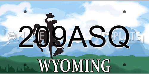 209ASQ Wyoming License Plate