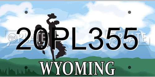 20PL355 Wyoming License Plate