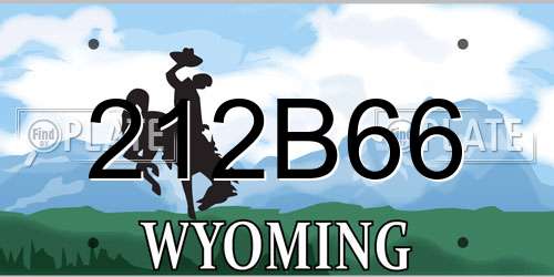 212B66 Wyoming License Plate
