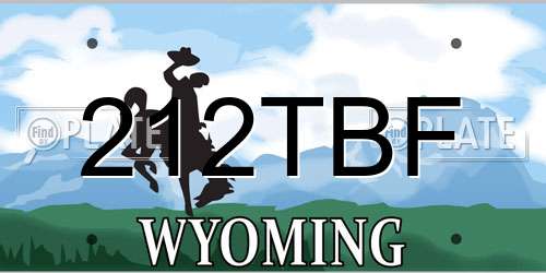 212TBF Wyoming License Plate