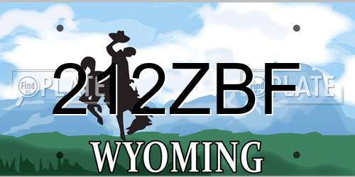 212ZBF Wyoming License Plate