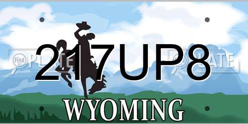 217UP8 Wyoming License Plate