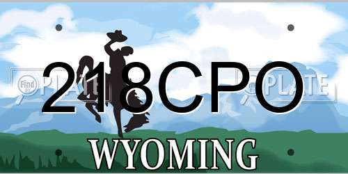 218CPO Wyoming License Plate