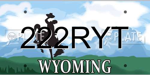 222RYT Wyoming License Plate