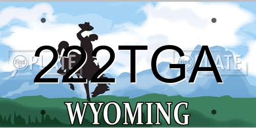 222TGA Wyoming License Plate