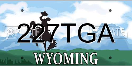 227TGA Wyoming License Plate
