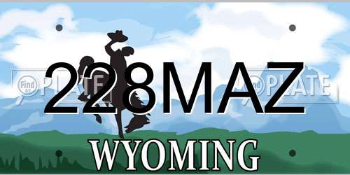 228MAZ Wyoming License Plate