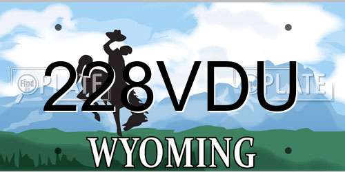 228VDU Wyoming License Plate