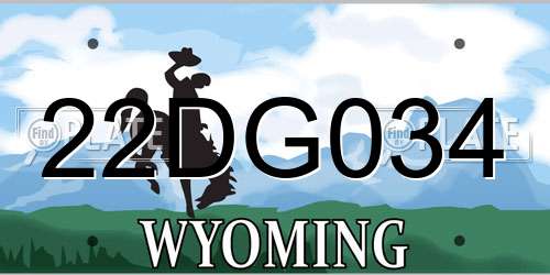 22DG034 Wyoming License Plate