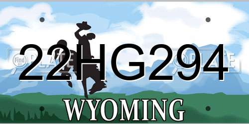22HG294 Wyoming License Plate