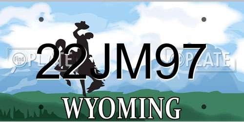 22JM97 Wyoming License Plate
