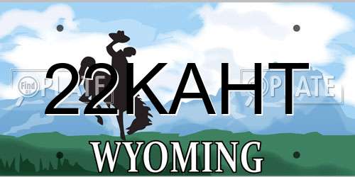 22KAHT Wyoming License Plate