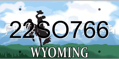 22SO766 Wyoming License Plate