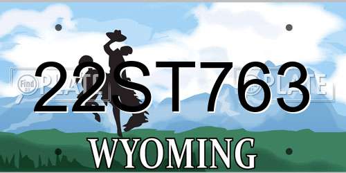 22ST763 Wyoming License Plate