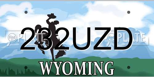 232UZD Wyoming License Plate