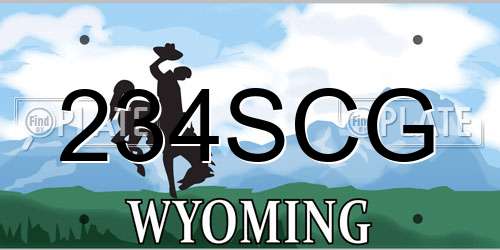 234SCG Wyoming License Plate