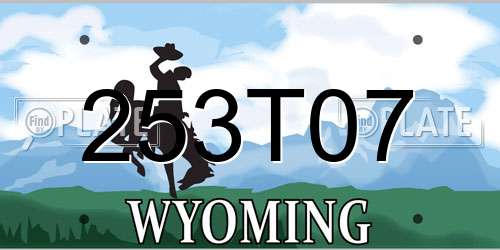 253T07 Wyoming License Plate