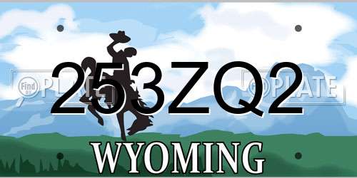 253ZQ2 Wyoming License Plate