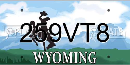 259VT8 Wyoming License Plate
